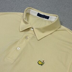 Masters Clubhouse Collection Golf Polo Shirt Made Italy Mens 2XL Yellow Striped